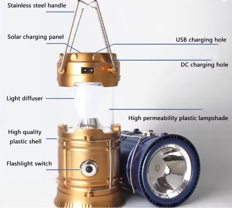 Multi-Function Solar Rechargeable LED Lantern | USB Charging, Flashlight & Power Bank